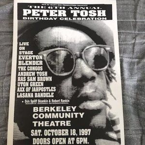 peter tosh reggae birthday concert poster 1997 - roots rock rasta jah spliff